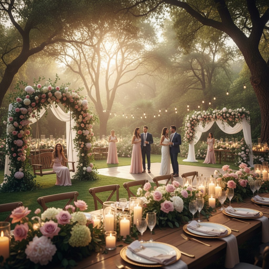 Garden wedding celebration décor